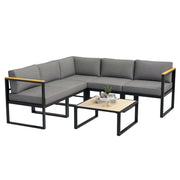 Set divano angolare da giardino esterno ¨C Zephmum ¨C 6 pezzi, alluminio