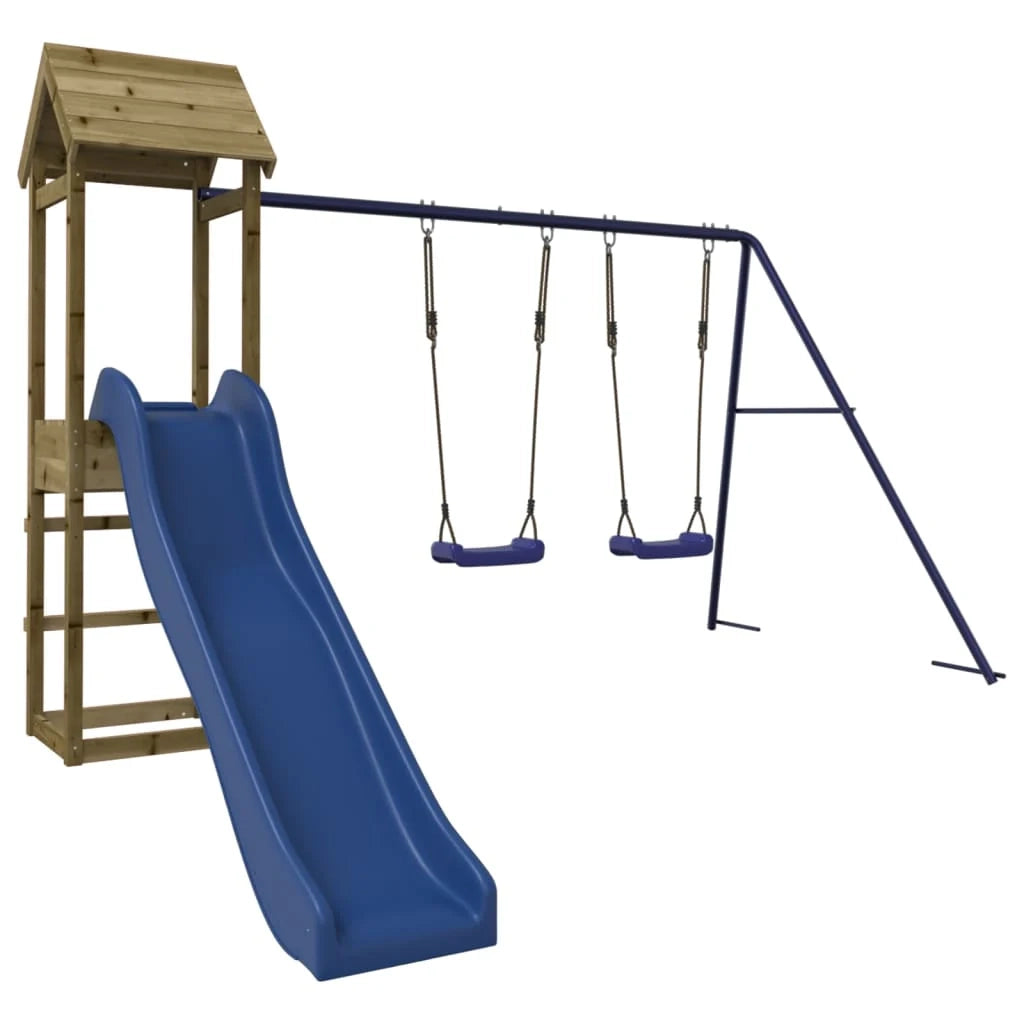 Altalene per parco giochi all'aperto scivolo altalene robuste giochi da giardino 308 x 315 x 194 cm legno di pino impregnato 02_0004738