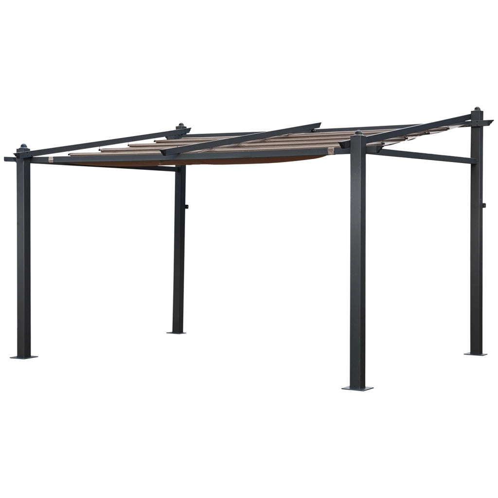 Pergola a parete 3 × 4 m FRÉJUS taupe - struttura in alluminio