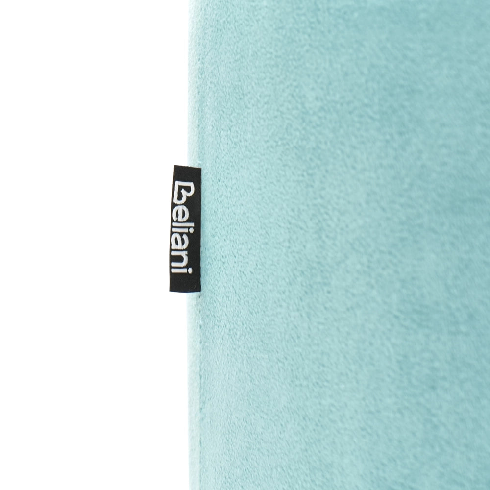 Pouf ottomana poggiapiedi rotondo in velluto di colore verde menta in stile Glam elegante