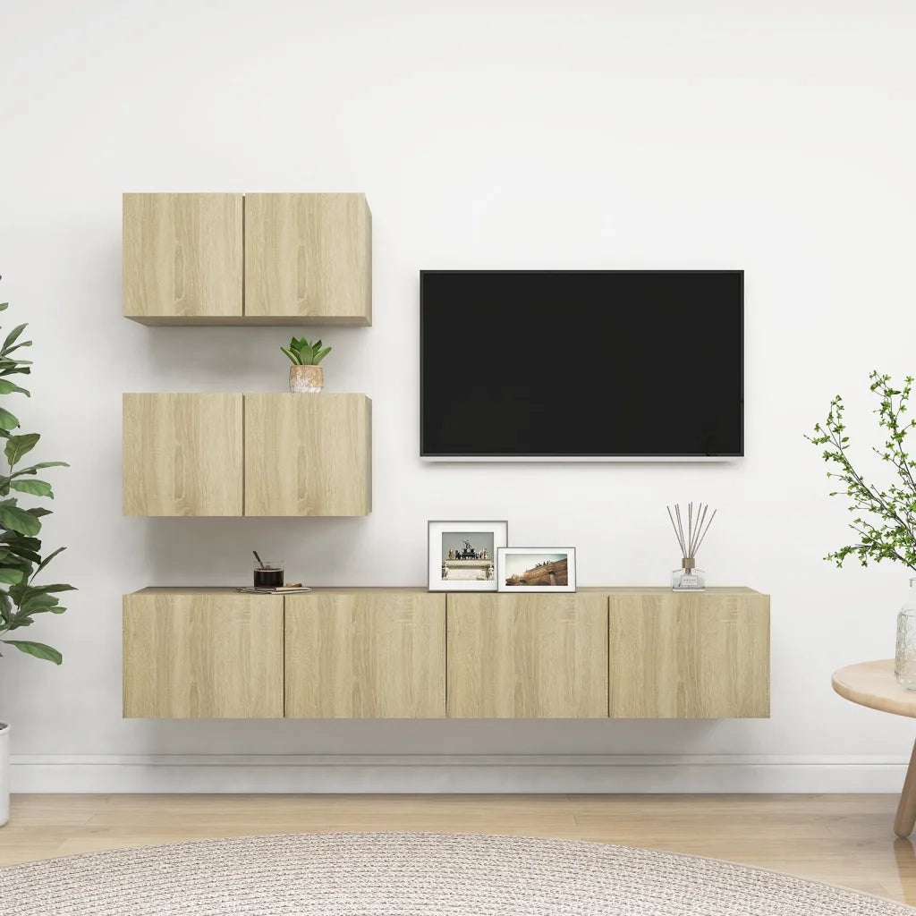 Set Mobili TV 4 pz Rovere Sonoma in Truciolato cod mxl 20121