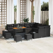 Set Divano da Giardino con cuscino 13 pcs Nero Poly Rattan 3364779