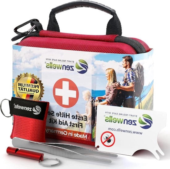 Borsa di Primo Soccorso Portatile per Viaggio Auto Campeggio Sport - Kit Medico Compatto e Robusto - Prodotto in Germania