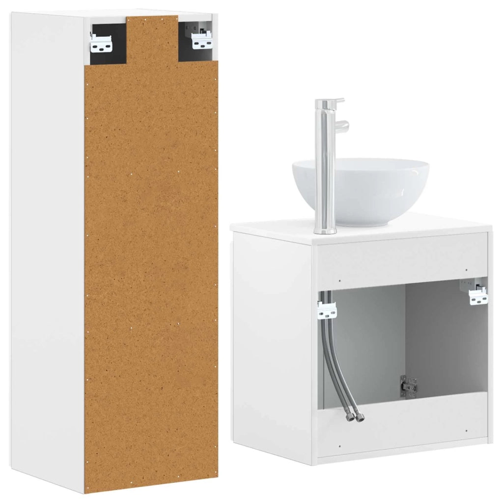 Set di mobili per il bagno 2 pz Bianco Lucido 3406117