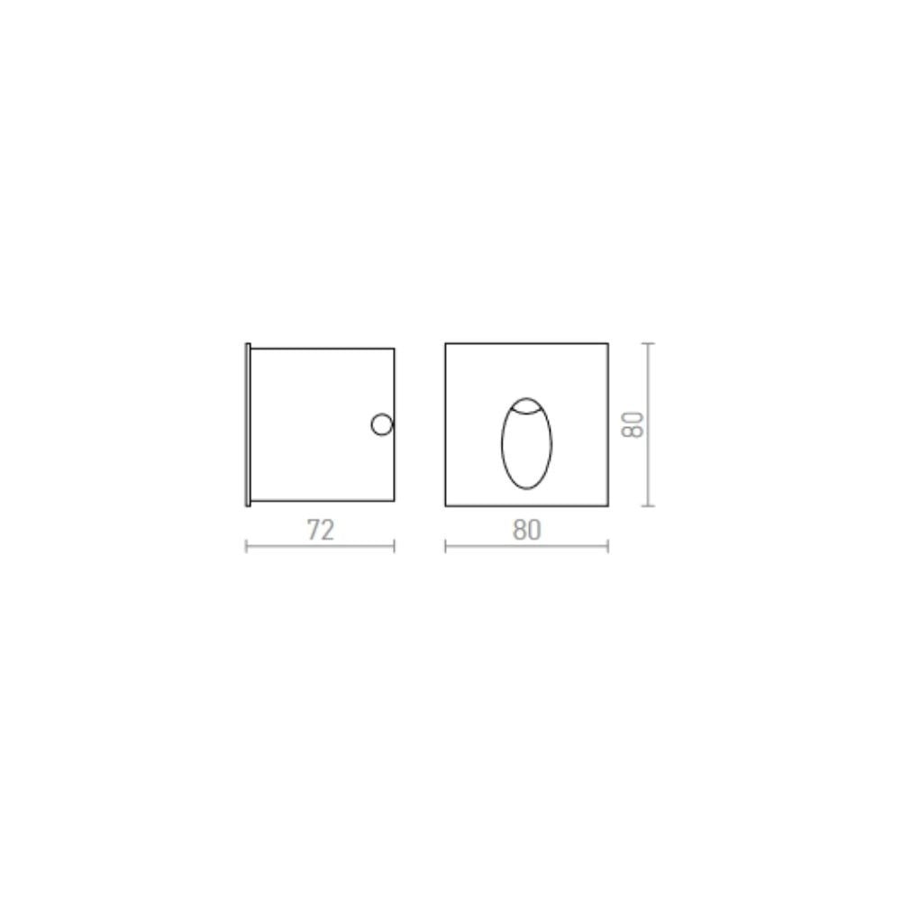 Faretto Plafoniera ELICA SQ da incasso alluminio pettinato 230V LED 3W IP54 3000K