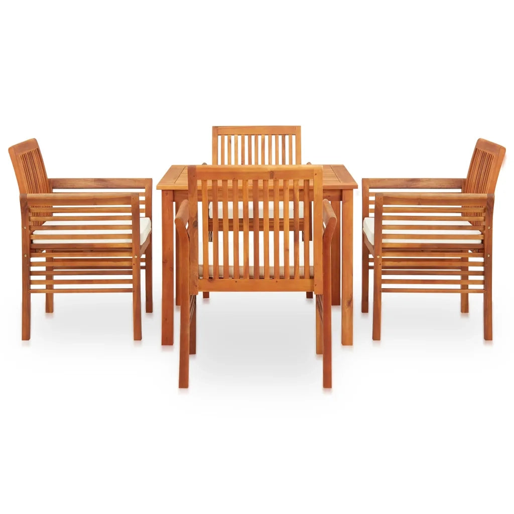Set da Pranzo da Giardino 5 pz con Cuscini Massello di Acacia 278896