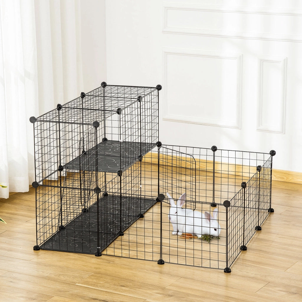 Recinto per Animali Domestici Modulabile ¨C zephmum ¨C 105x105x70 cm Nero