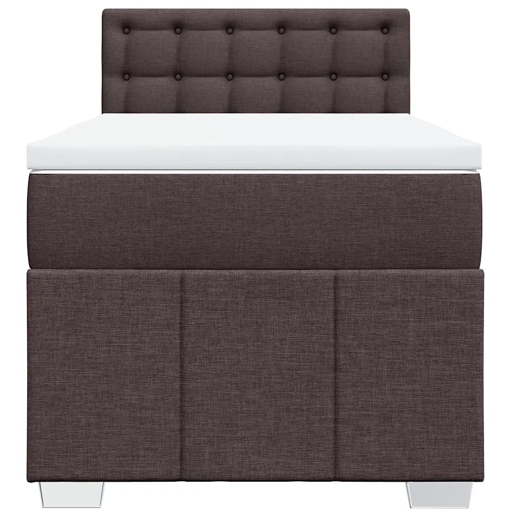 Giroletto a Molle con Materasso Marrone Scuro 90x200 cm Tessuto