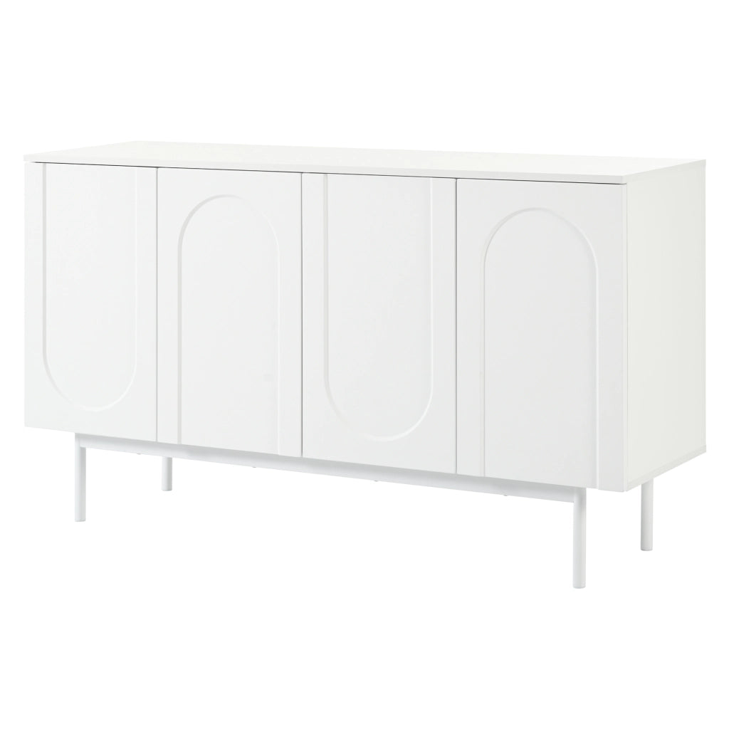 Credenza 4 Ante con Motivo ad Arco ¨C MINIMAL ¨C Bianco