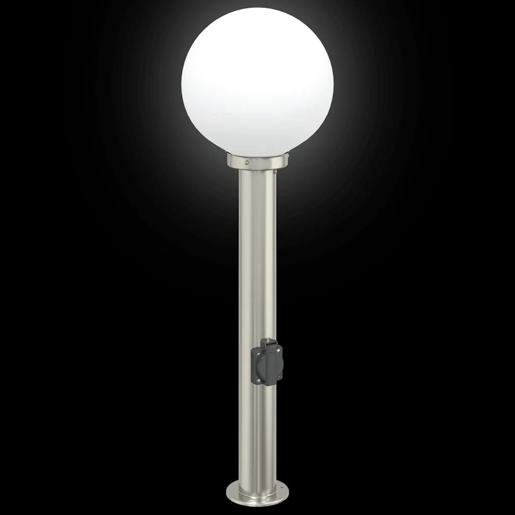 Lampada a paletto con presa elettrica 80 cm Acciaio Inox IP44 4006103