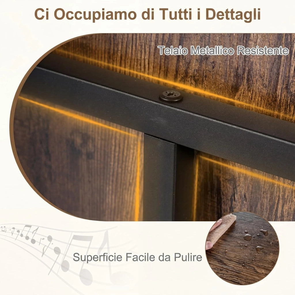 Supporto per Giradischi, Mobile Porta Giradischi con 4 Scomparti e Ripiani Aperti, Scaffale per Dischi in Legno con Ruote e Piedini Regolabili (Marrone Rustico, Nessuna Presa di Corrente)