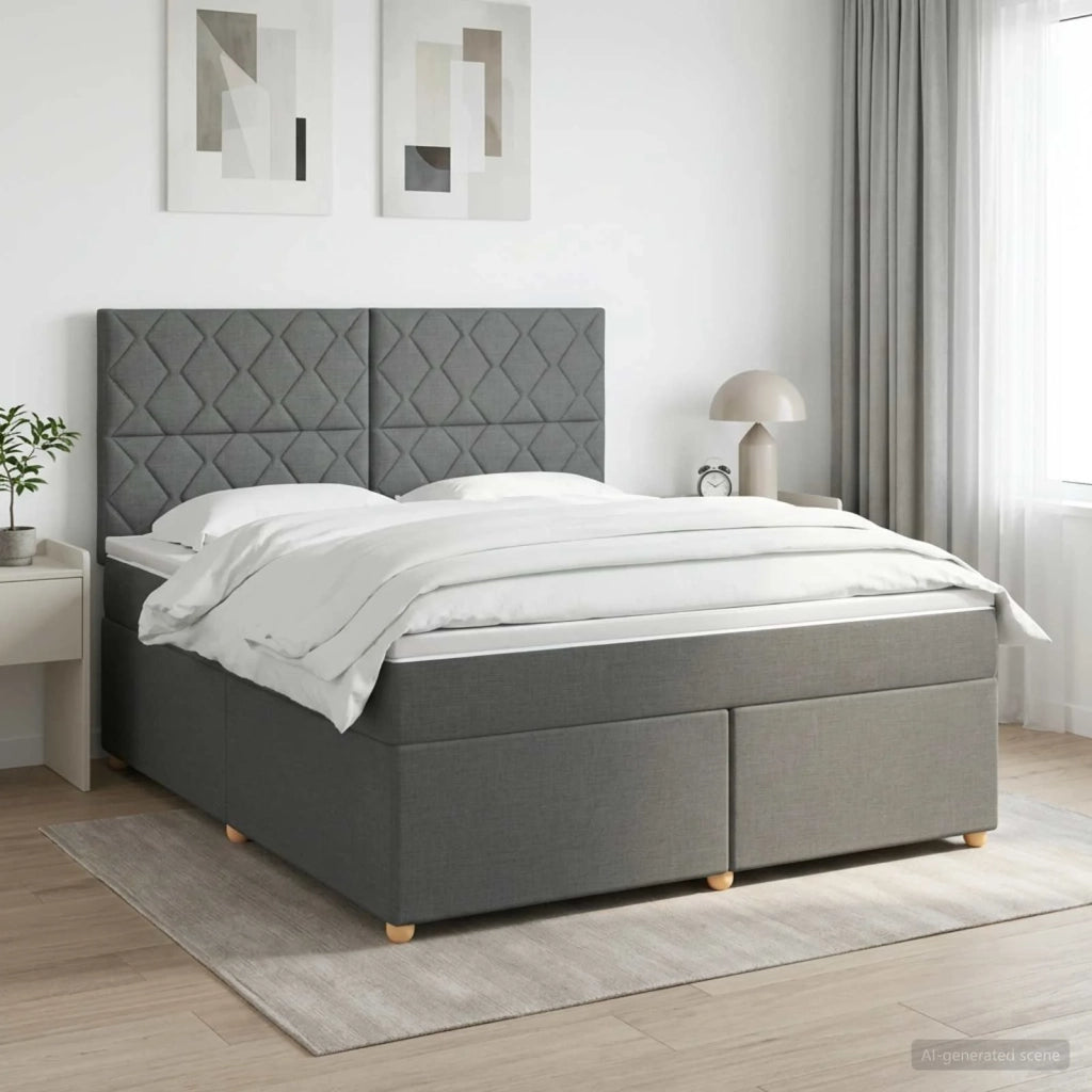 Letto box spring con materasso Grigio Scuro 140 x 190 cm 3453887