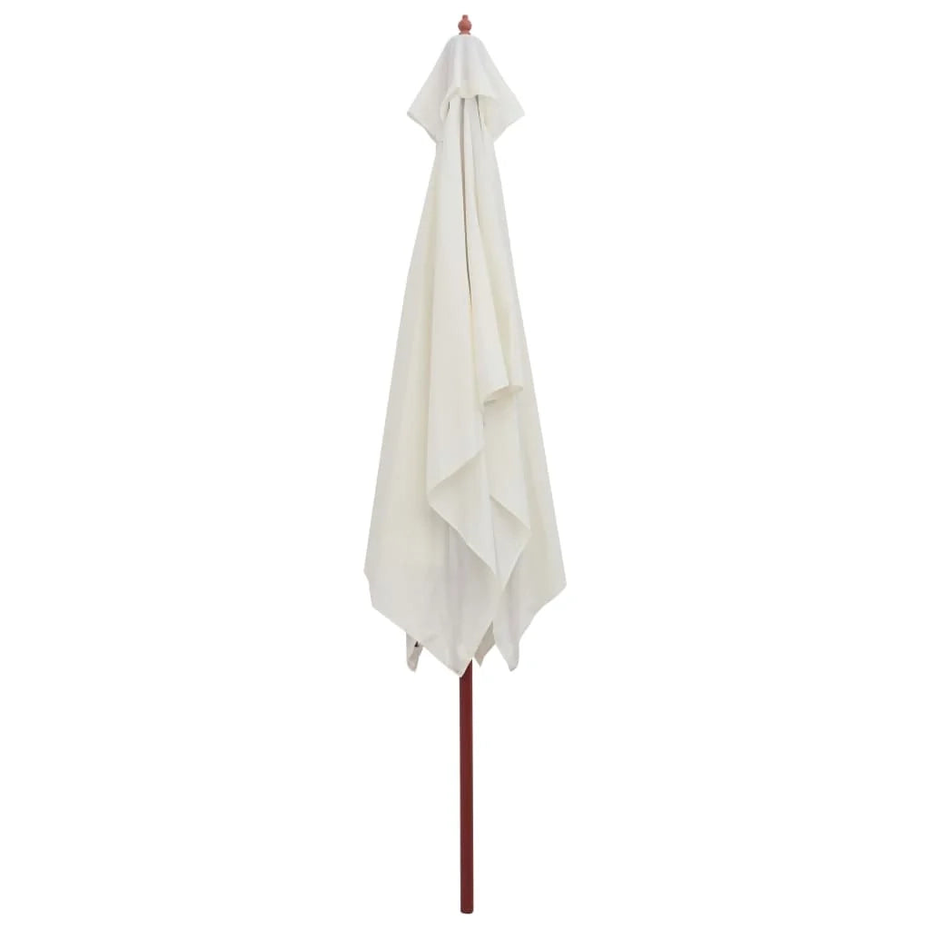 Ombrellone con palo in legno 200 x 300 cm bianco crema 02_0008138