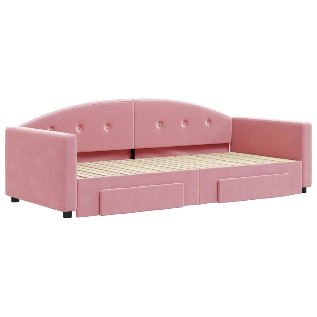 Divano Letto Estraibile con Cassetti-Sofa Letto-Daybed Rosa 90x200 cm Velluto 646811