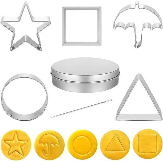 Set di forme per biscotti a forma di koekjes - Accessori per la preparazione di biscotti Dalgona - 7 pezzi - In acciaio inossidabile