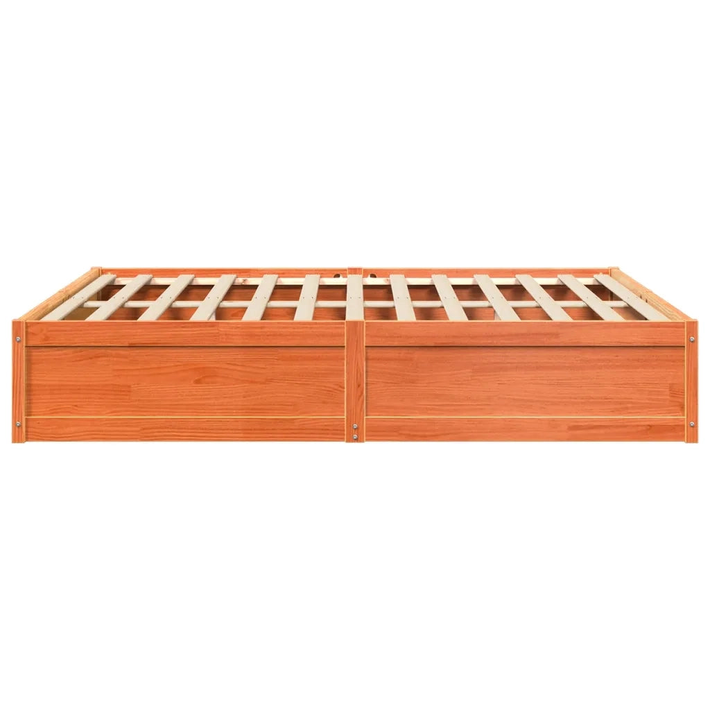 Letto senza Materasso Marrone Cera 200x200 cm in Legno di Pino