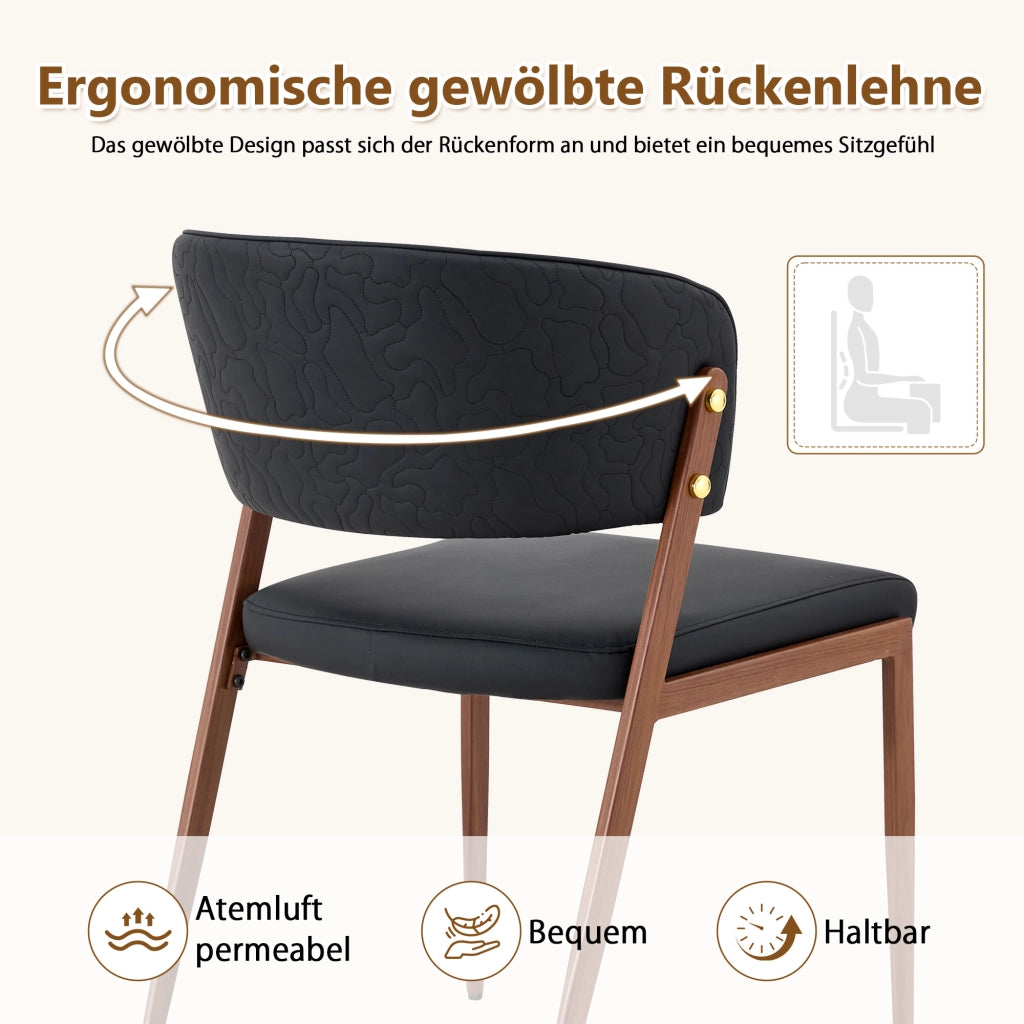 SEDIA DA PRANZO MODERNA IN PU NERO, SET DA 2 PEZZI