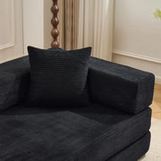 Divano letto pieghevole da pavimento con braccioli e schienale - in corduroy nero