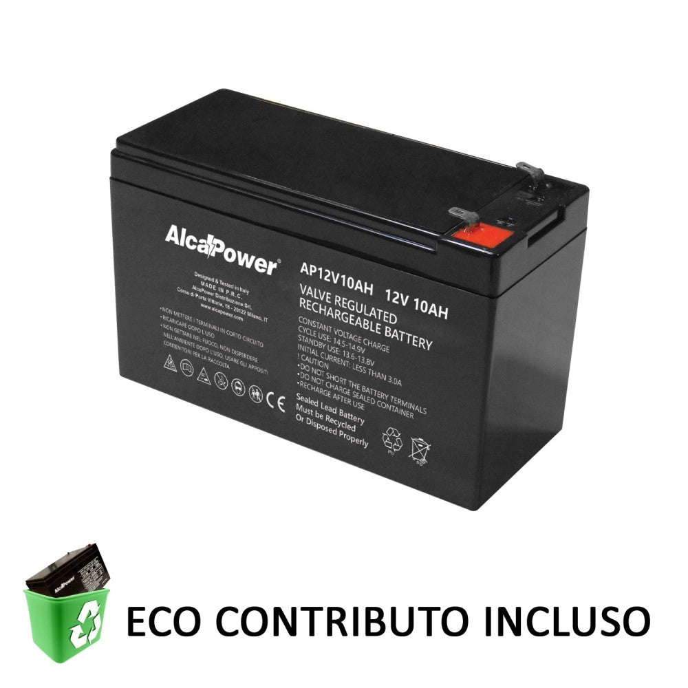 Alca power batteria al piombo da 12v 10ah ricaricabile per ups e illuminazione di emergenza