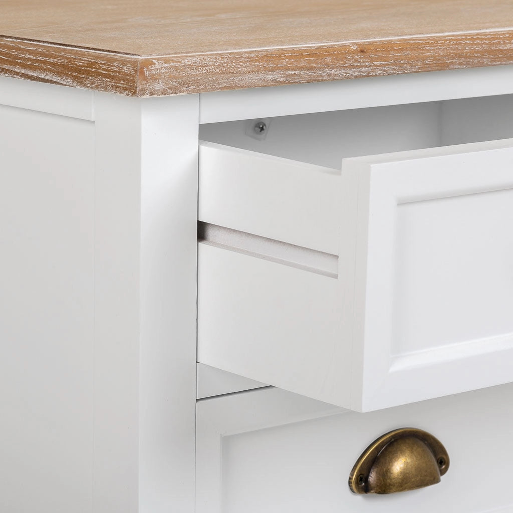 Comodino in legno bianco 3 cassetti 45x35x60h cm