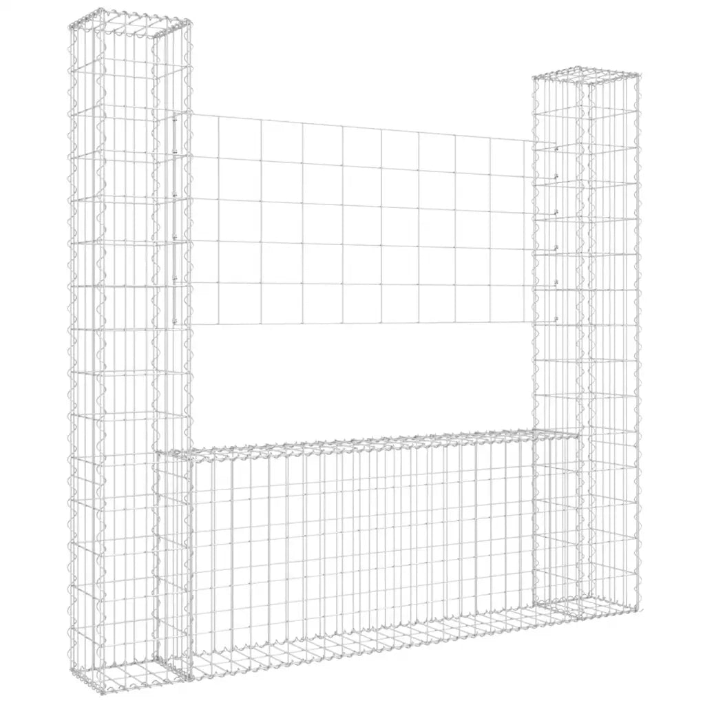 Gabbione a U con 2 Pali in Ferro 140x20x150 cm 151282