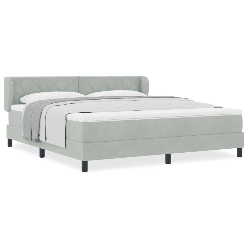 Letto Box Spring  con Materasso Grigio Chiaro 180x200 cm in Velluto