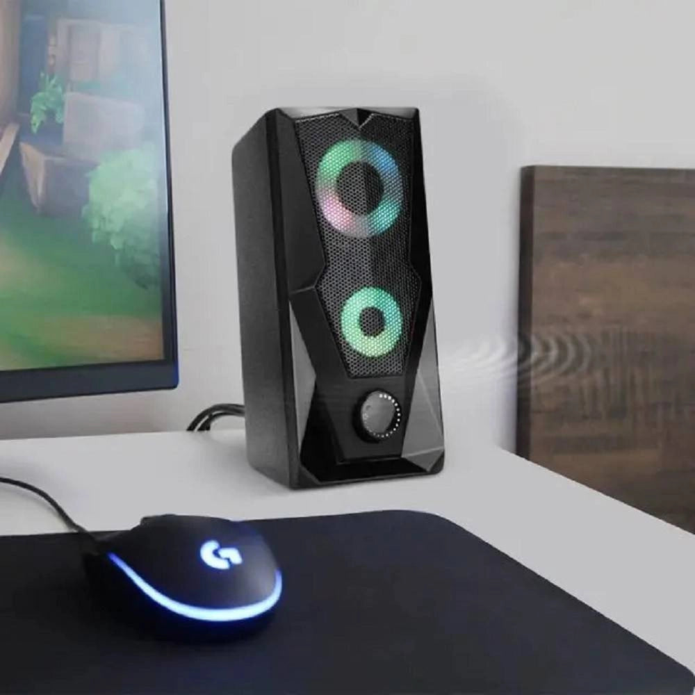 Trade Shop - Casse Altoparlanti Stereo Usb 2.0 Con Luci Led Pc Gaming Rgb Speaker Tv Mp3 A5005 -