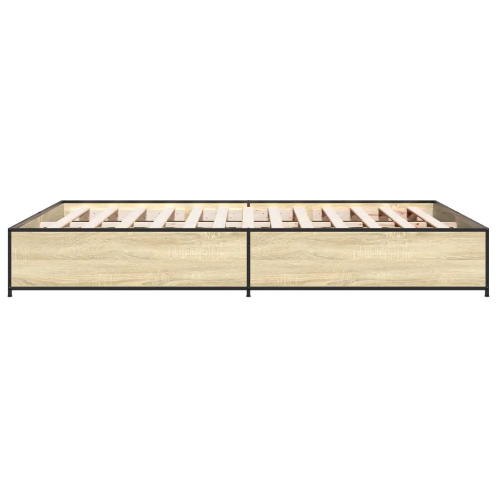 Letto matrimoniale | Letto per adulti | Giroletto Rovere Sonoma 120x190 cm in Legno Multistrato Metallo