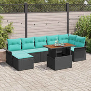 Set Divano da Giardino con archiviazione 8 pcs Nero Poly Rattan