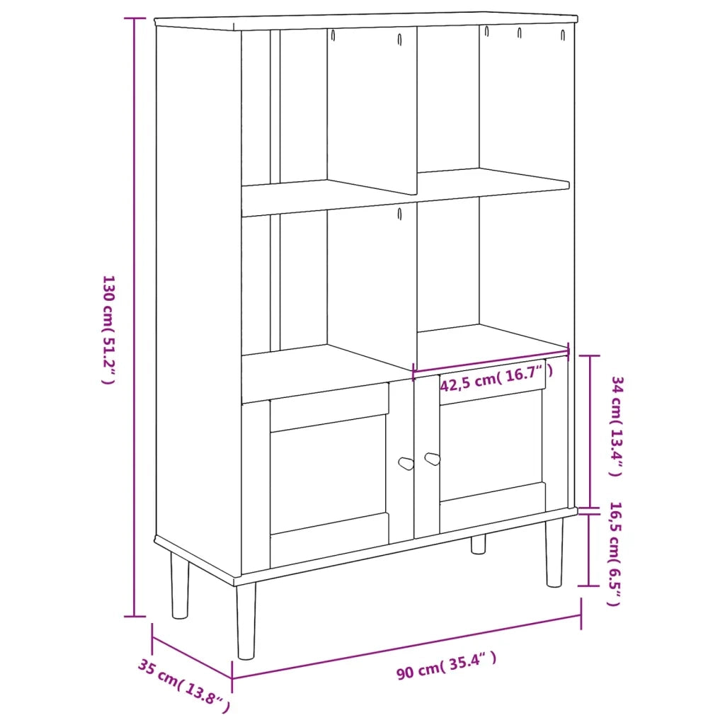 Credenza SENJA Aspetto Rattan Marrone 90x35x130 cm Legno Pino 358061