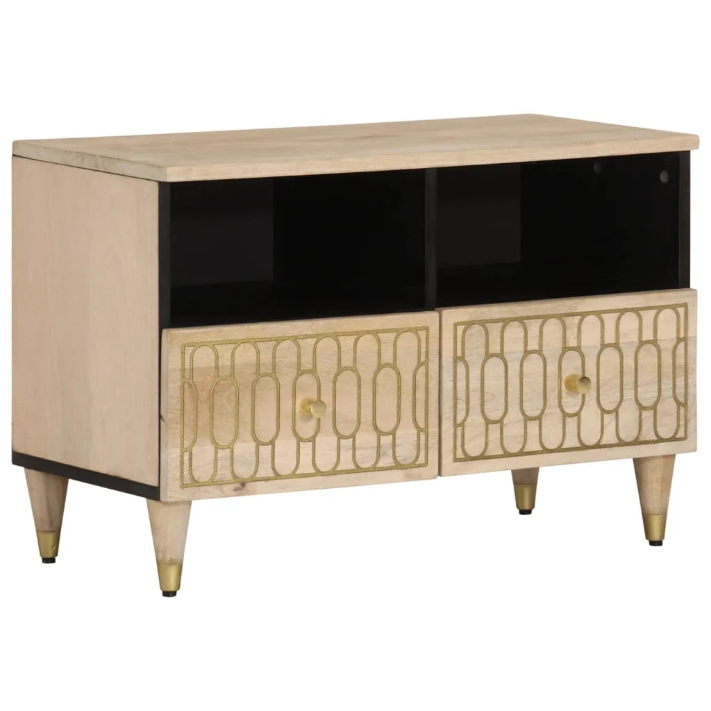 Mobile TV multimediale mensola TV credenza TV sala da pranzo soggiorno camera da letto 70 x 33 x 46 cm legno massello di mango marrone 02_0026181