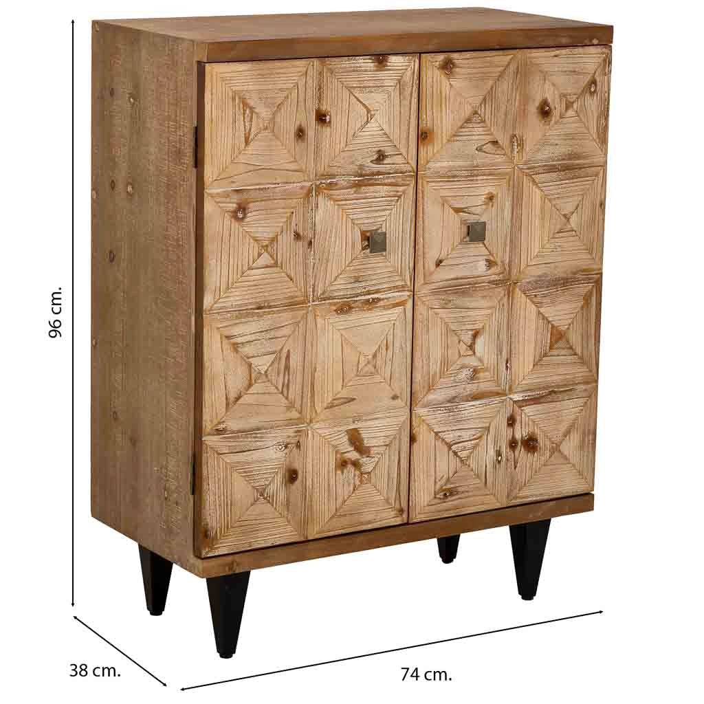 Mobile da ingresso in legno con 2 ante marroni 74x38x96h cm