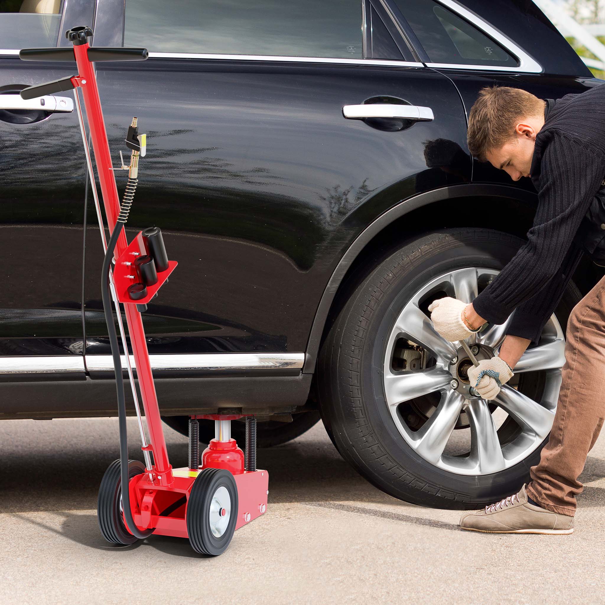 Cric pneumatico a carrello da 22 t per camion e auto Martinetto Sollevatore