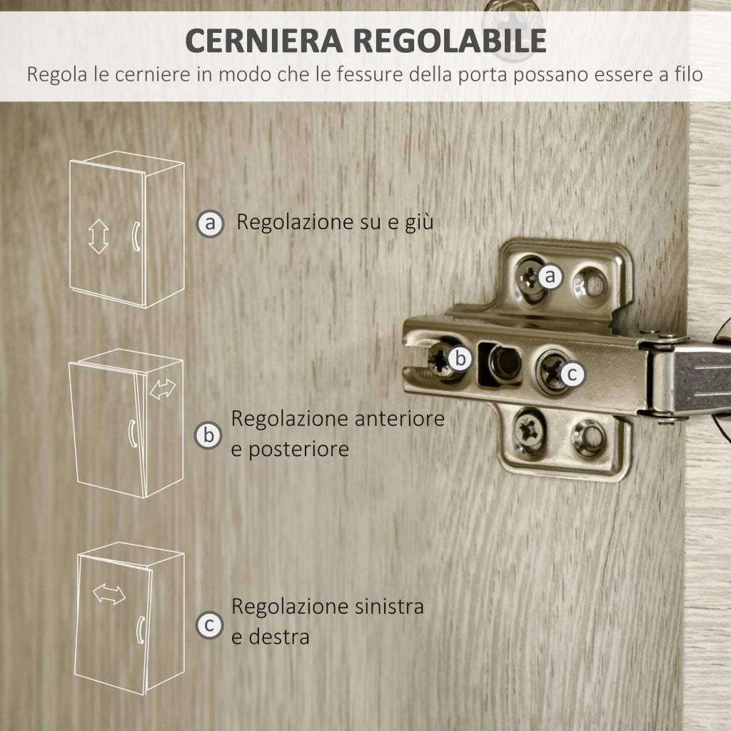 EasyComfort Mobile Bagno in Legno con Cassetto, 2 Armadietti e Ripiani Regolabili, 34x34x150 cm, Color Legno