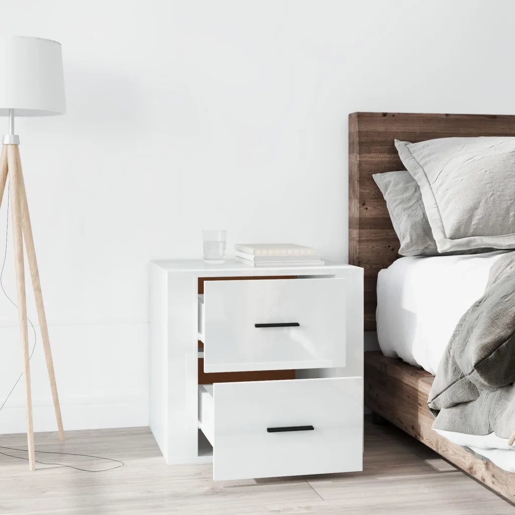 Comodino-Tavolino da notte Bianco Lucido 50x39x47 cm 737654