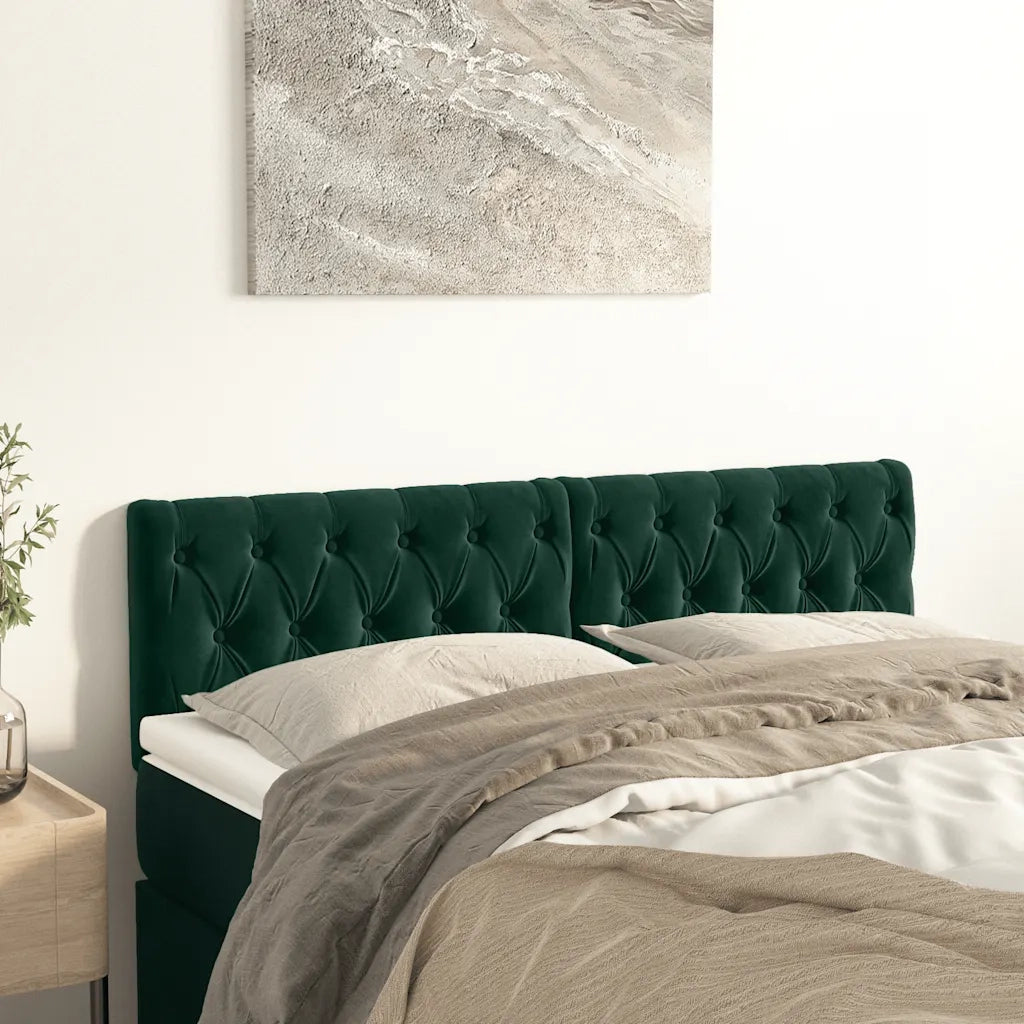 Testiera Verde Scuro 160x7x78/88 cm in Velluto 346365