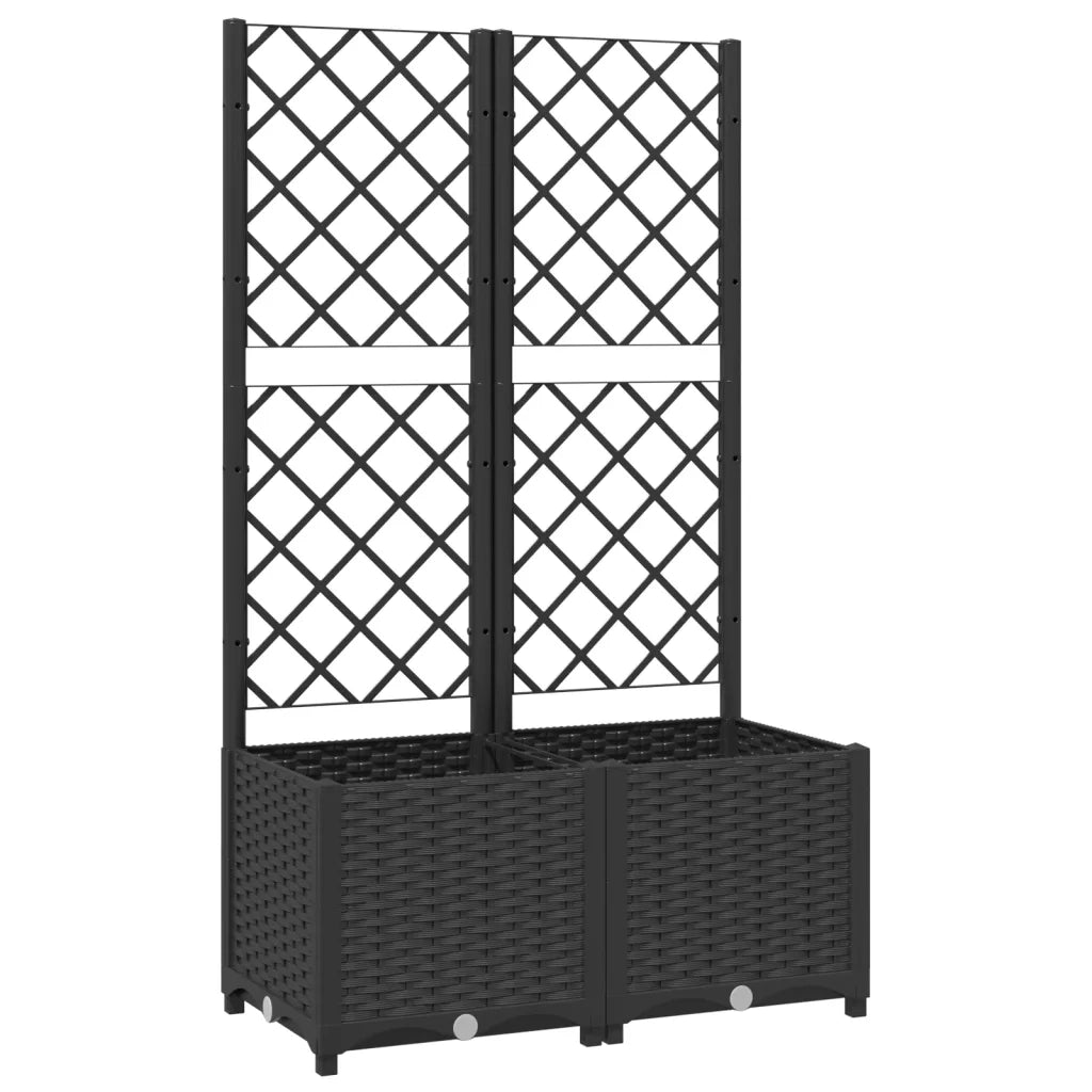 Fioriera | Cassetta per fiori | Vaso da giardino con traliccio nera 80x40x136 cm PP