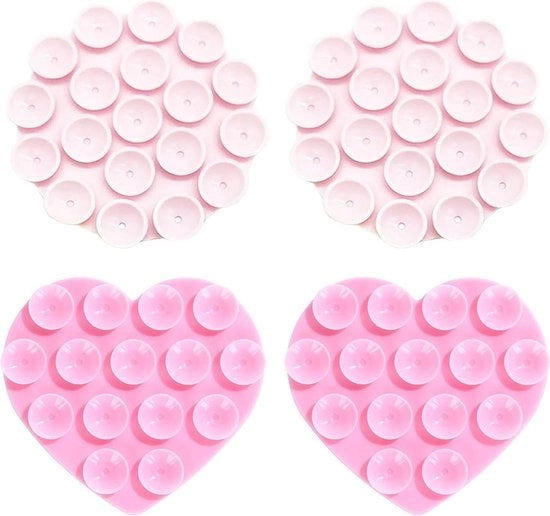 2 cavi di aspirazione rotondi e 2 pezzi di cavi di aspirazione a forma di cuore - cavi di aspirazione multifunzionali - cavi di aspirazione per telefono cellulare - cavi di aspirazione in silicone a doppia faccia