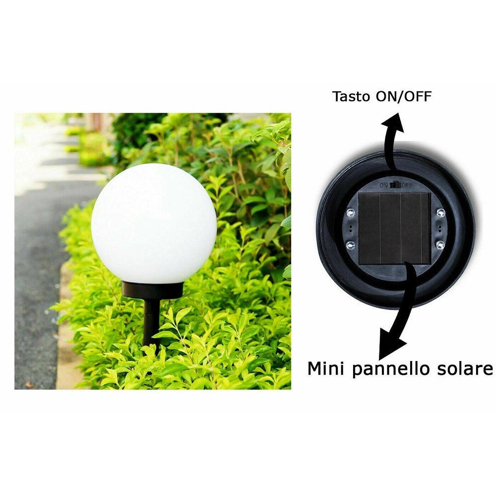 Trade Shop - 4 Lampione Solare 1 Led Giardino 10 Cm Su Picchetto Lampade Globo Per Esterni -