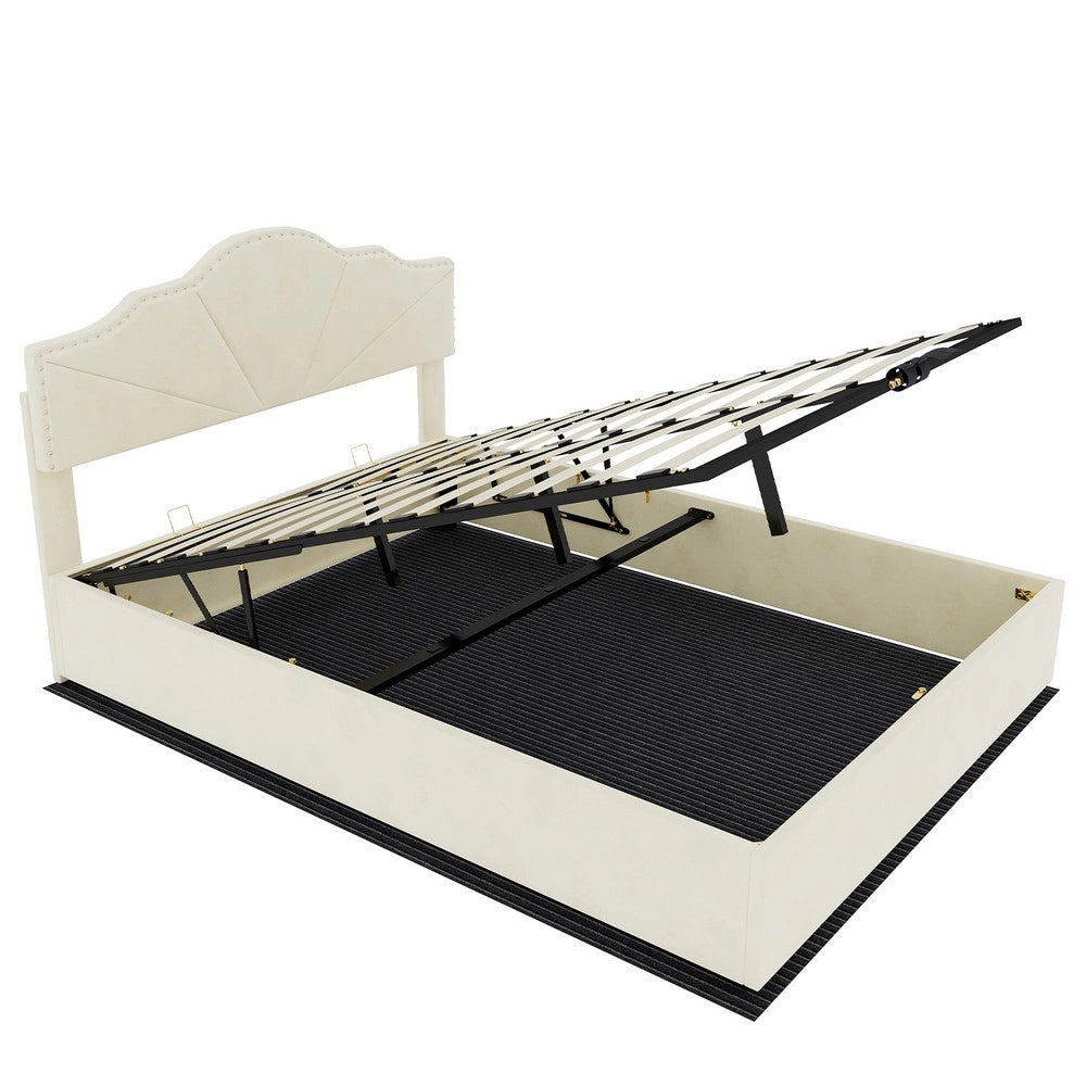 Letto Contenitore Imbottito con Materasso ¨C MINIMAL ¨C Beige 160x200