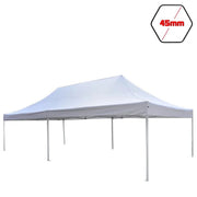 Gazebo 3x6 m bianco SENZA laterali pieghevole alluminio piantone esagonale 45mm portatile estendibile richiudibile estensibile acciaio per fiere eventi stand chiosco tenda tendone mercato mercatino