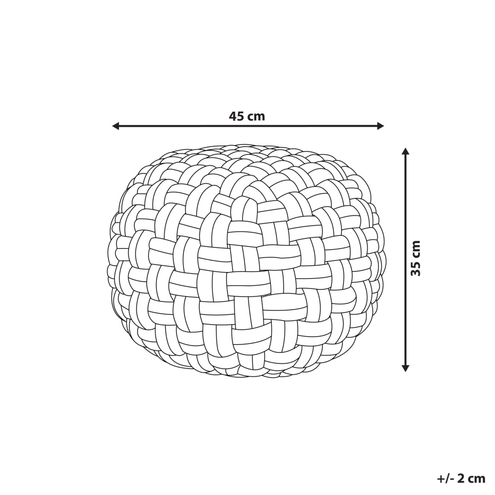 Pouf in velluto Nero intrecciato a mano rotondo 45 x 35 cm EPS riempimento poggiapiedi ottomana