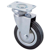 RUOTA A FORCELLA GIREVOLE 155 AVO  A/CROMATO/GOMMA NERA D.MM  60X24 P.MM 64X50
