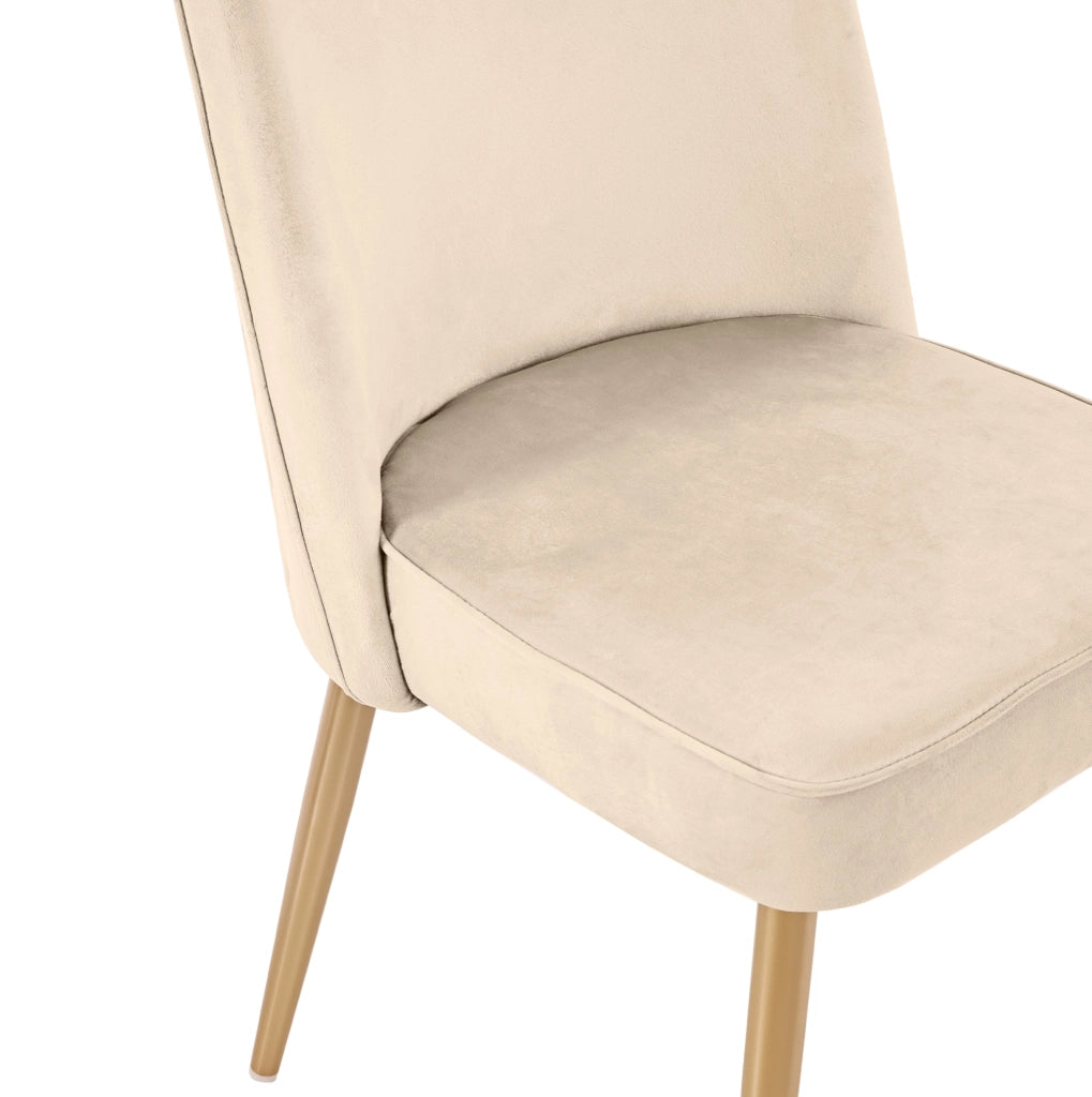 Sedia da pranzo 45.5x62x87.5 cm con piedini antiscivolo; velluto e gambe in metallo beige