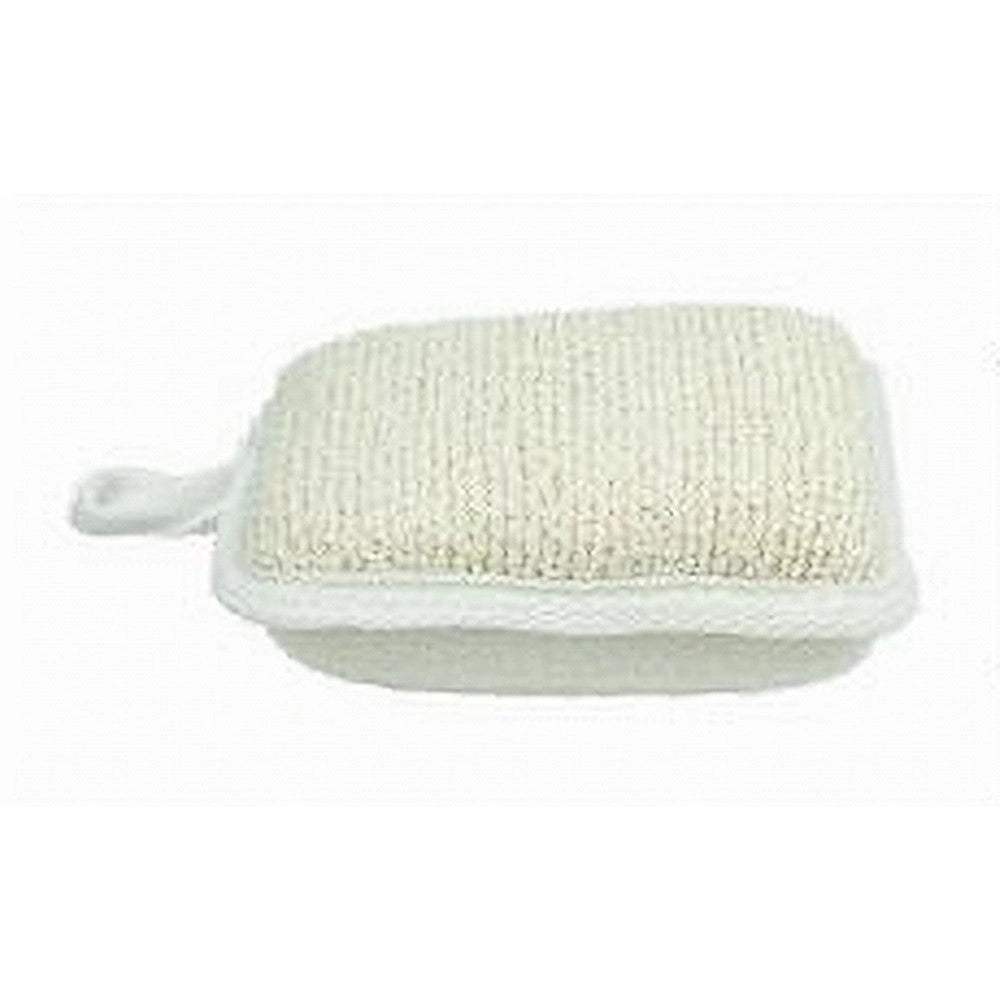Trade Shop - Spugna Doccia Esfoliante Bagno Per Cura Corpo Bombata 13x9.5x4.5 Cm Bianca 79648 -