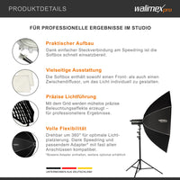 Essential Softbox Octagon 150cm + adattatore softbox per Elinchrom (diametro esterno: 15,2 cm), ruotabile a 360°, facile da montare, con griglia