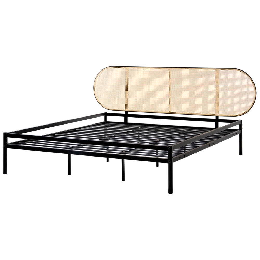 Letto matrimoniale imbottito in tessuto nero 180 x 200 cm rete a doghe gambe in legno moderno