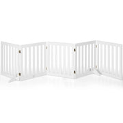 Cancello di legno pieghevole alto 60cm con 5 pannelli, Barriera per animali con cuscinetti antiscivolo Bianco-Cancelli