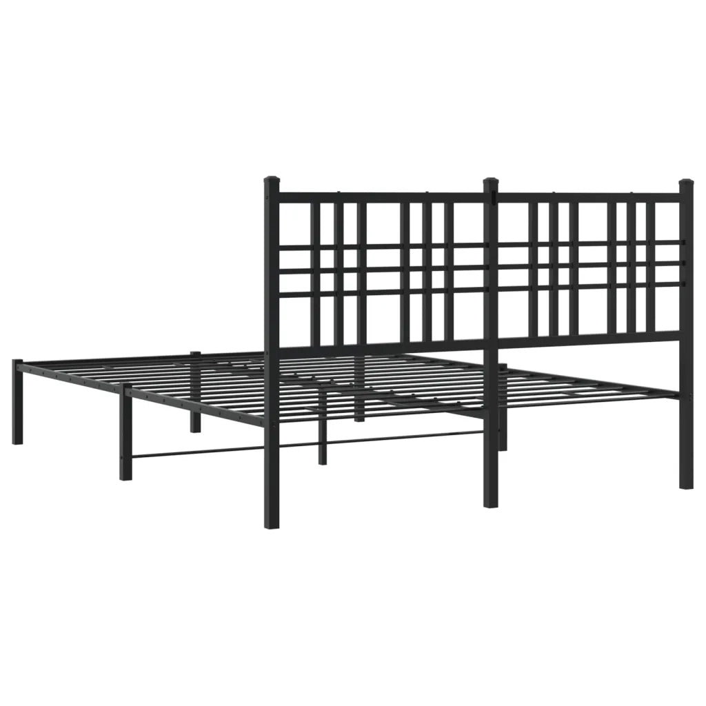 Giroletto con Testiera-Struttura Letto con testiera in Metallo Nero 140x190 cm 113917