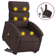 Poltrona | Sedia Relax Alzapersona Massaggi Reclinabile Marrone Scuro Tessuto